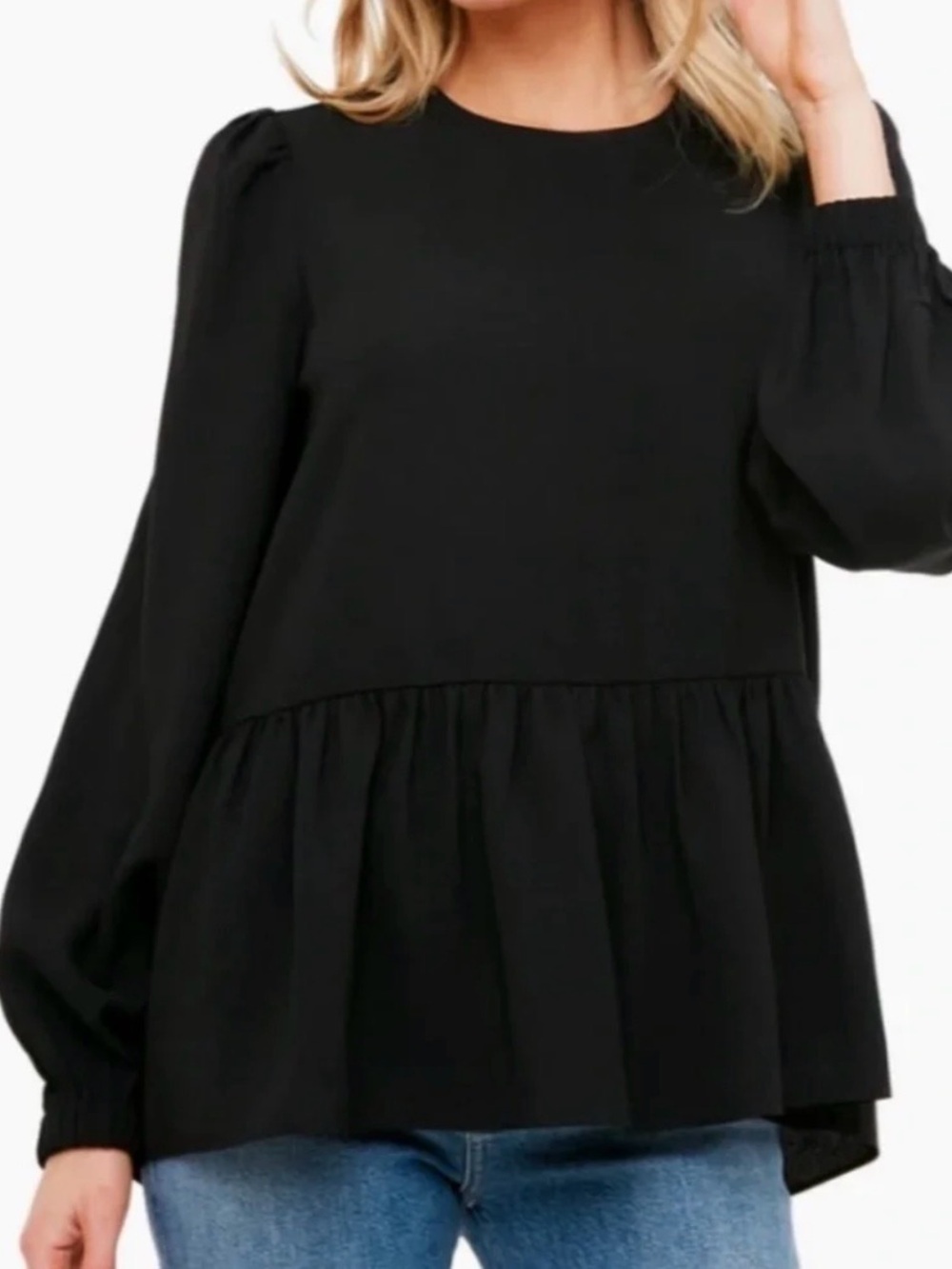 Tuckernuck Pomander Place Carlota Peplum Blouse Black Women’s Small